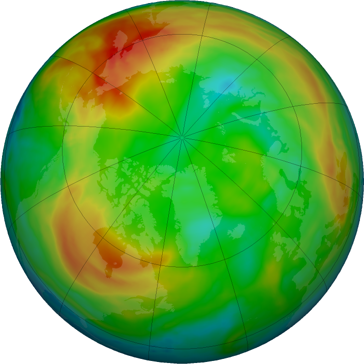 Arctic ozone map for 24 January 2022